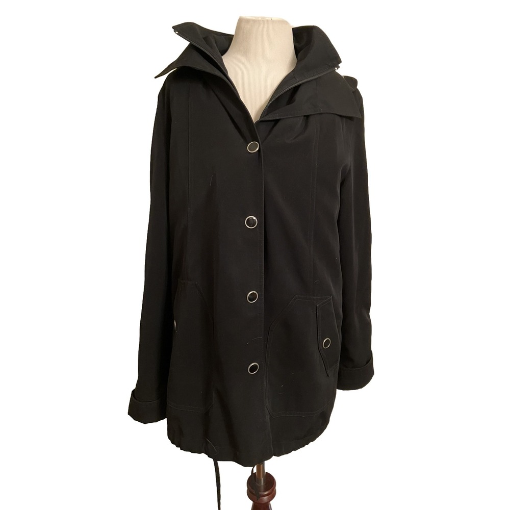 Gallery‎ women's coat Size Med Black Removeable Hood